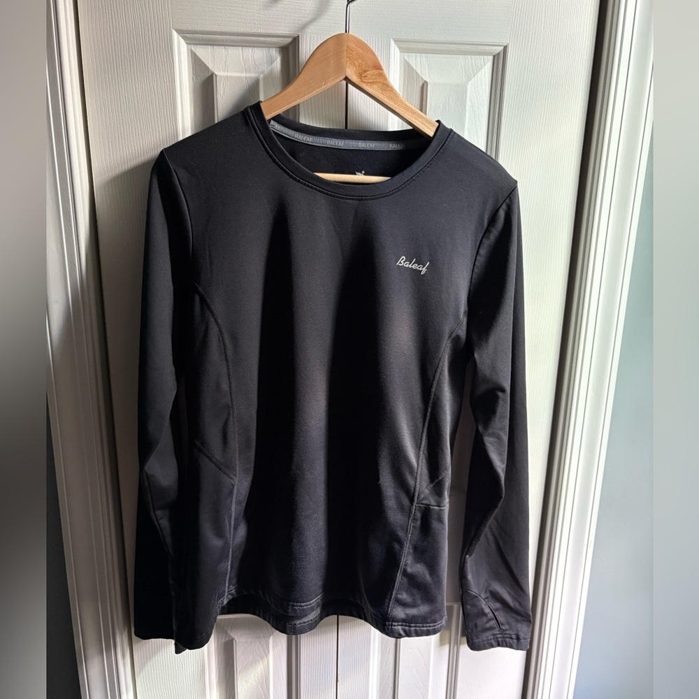 Baleaf Womens Black Long Sleeve Crewneck Pullover Pockets Size XL